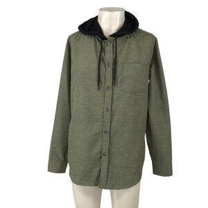 OCEAN CURRENT - MEN'S MEDIUM - GREEN LONG SLEEVE BUTTON HOODED SHIRT JACKET
